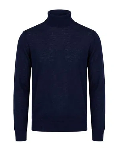 Carla G. Woman Turtleneck Navy Size 6 Merino Wool In Animal Print