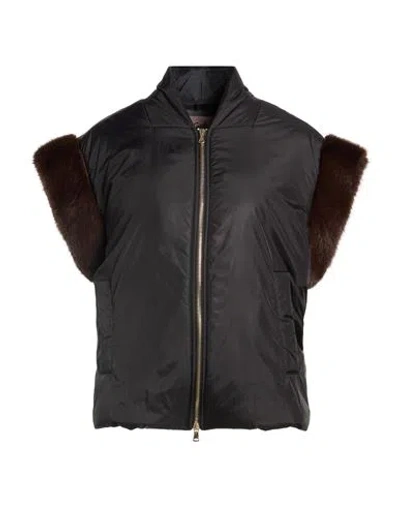 Carla G. Woman Vest Black Size 4 Polyamide, Polyester In Multi