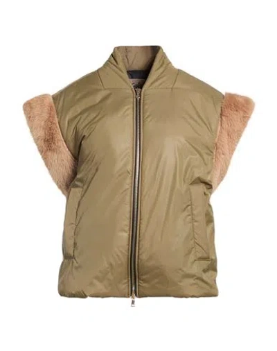Carla G. Woman Vest Military Green Size 10 Polyamide, Polyester In Brown