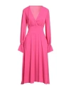 Carla Montanarini Luxe Woman Midi Dress Fuchsia Size 14 Polyester In Pink
