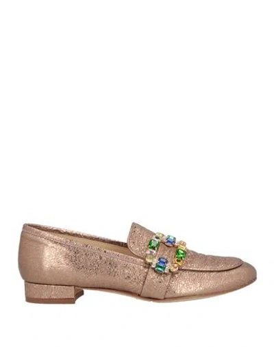 Carla Orti® Carla Orti Woman Loafers Rose Gold Size 6 Leather