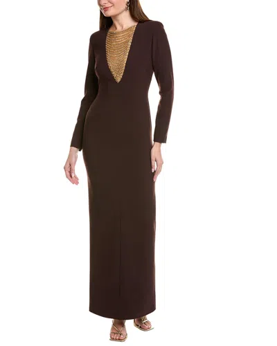 Carla Ruiz Chain Bib Maxi Dress In Animal Print