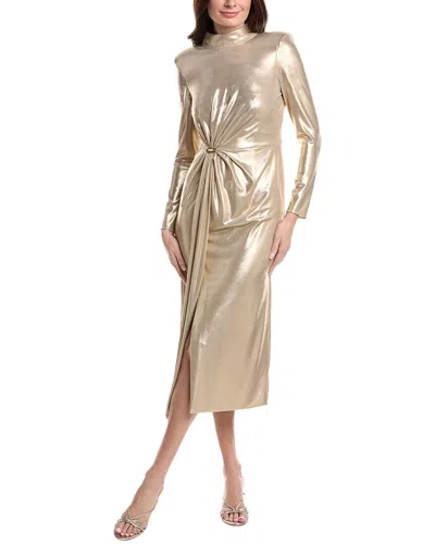 Carla Ruiz Gathered Front Midi Dress In Gold
