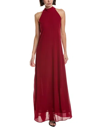 Carla Ruiz Halter Mock Neck Maxi Dress In Burgundy