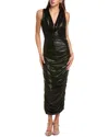 Carla Ruiz Metallic Cowl Neck Midi Dress In Black