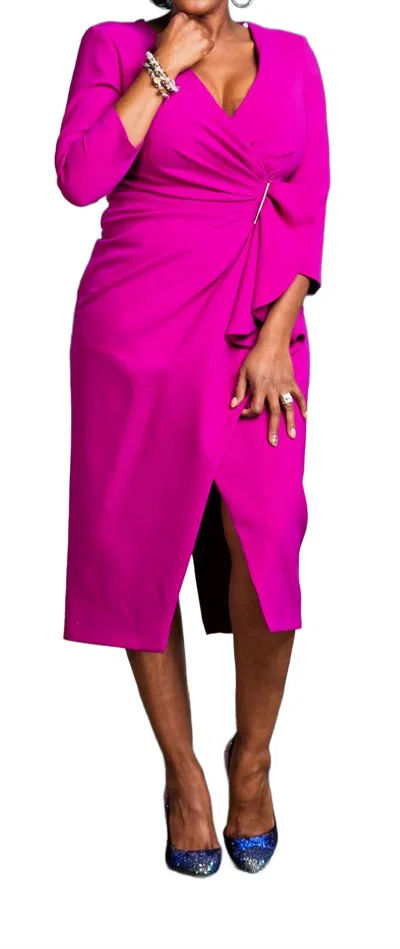 Carla Ruiz Orchid Oasis Midi Dress In Fuchsia In Pink