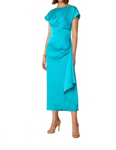 Carla Ruiz Pleated Midi Dress In Turquoise In Blue