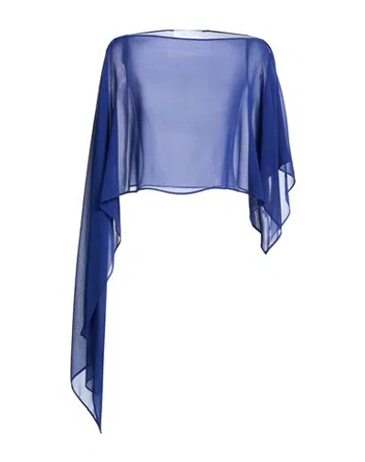 Carla Ruiz Woman Cape Navy Size 10 Polyester In Blue