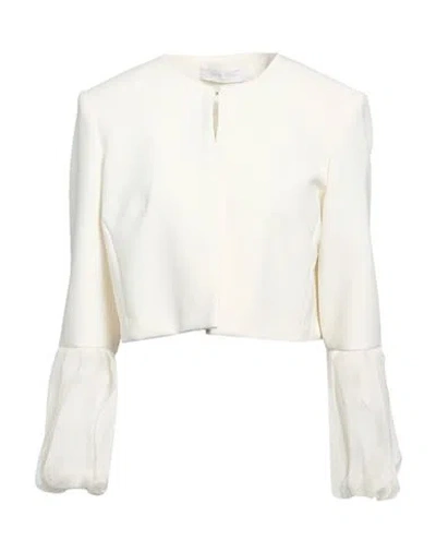 Carla Ruiz Woman Jacket White Size 12 Polyester, Elastane
