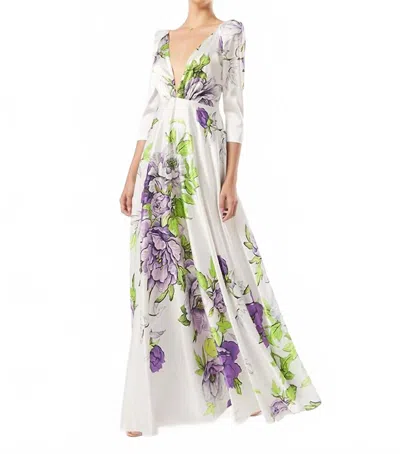 Carla Ruiz Women's Nylon Satin Event Dress In White, Purple, & Pink