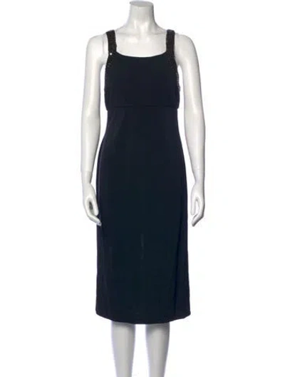 Pre-owned Carla Westcott Square Neckline Knee-length Dress In Black
