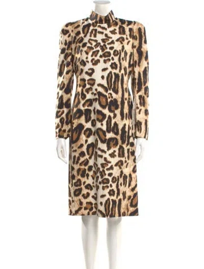 Pre-owned Carla Zampatti Animal Print Knee-length Dress In Neutral