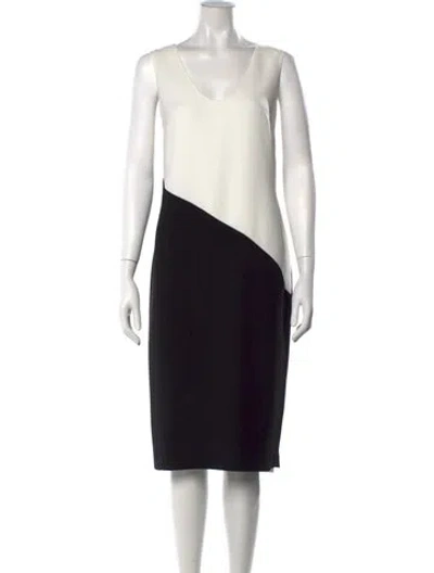 Pre-owned Carla Zampatti Colorblock Pattern Knee-length Dress In Black
