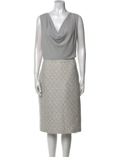 Pre-owned Carla Zampatti Cowl Neck Midi Length Dress In Gray