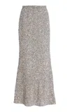 Carla Zampatti Crushed-sequin Maxi Column Skirt In Ivory