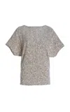 Carla Zampatti Draped Crushed-sequin Top In Ivory
