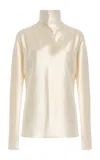 Carla Zampatti Draped Georgette Cape Top In Ivory