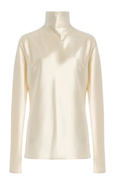 Carla Zampatti Draped Georgette Cape Top In Ivory