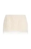 Carla Zampatti Fringed Knit Mini Skirt In White