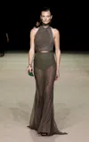Carla Zampatti Godet-detailed Mesh Maxi Skirt