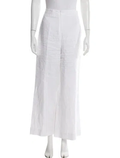 Pre-owned Carla Zampatti Linen Wide Leg Pants In White