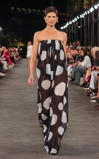 Carla Zampatti Polka-dot Silk Maxi Dress