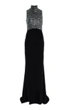 Carla Zampatti Sequined Velvet Halter Dress