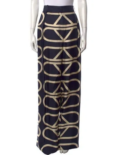 Pre-owned Carla Zampatti Silk Wide Leg Pants In Blue