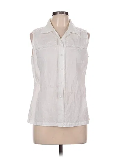 Pre-owned Carlie's Court Sleeveless Button Down Shirt In White