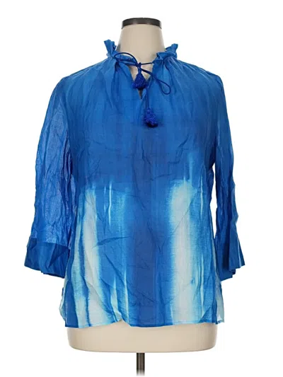 Pre-owned Carlisle 3/4 Sleeve Blouse In Blue