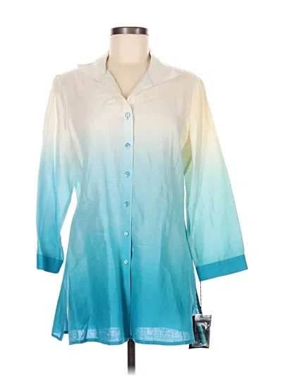 Carlisle 3/4 Sleeve Button Down Shirt In Blue