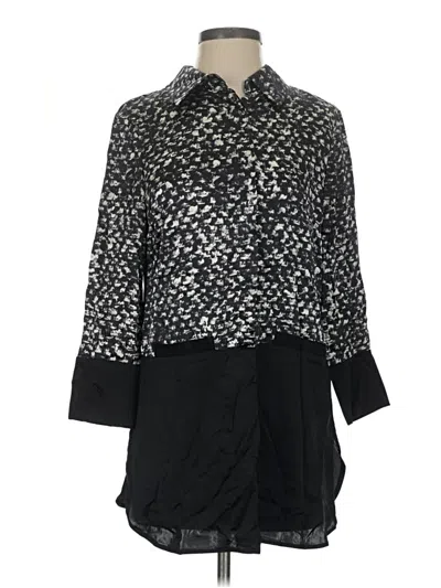 Pre-owned Carlisle 3/4 Sleeve Silk Top Black Cowl Neck Tops