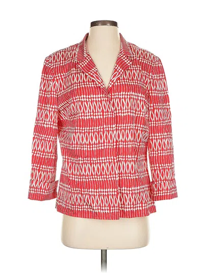 Pre-owned Carlisle 3/4 Sleeve Silk Top Red Open Neckline Tops