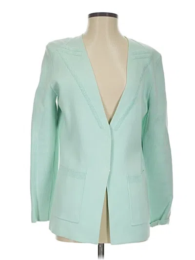 Pre-owned Carlisle 3/4 Sleeve Top Green Plunge Neckline Tops