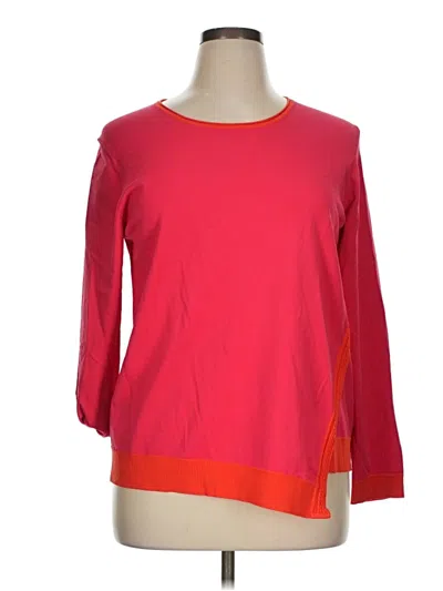 Pre-owned Carlisle 3/4 Sleeve Top Red Boatneck Tops