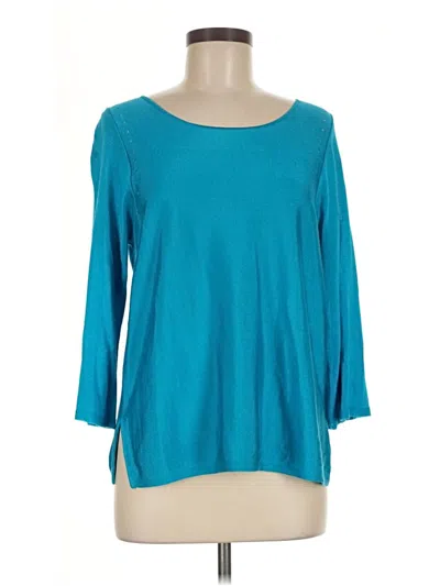 Pre-owned Carlisle 3/4 Sleeve Top Teal Boatneck Tops