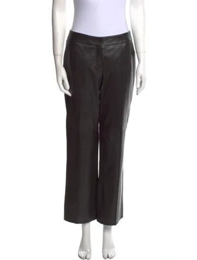 Pre-owned Carlisle Leather Straight Leg Pants In Black