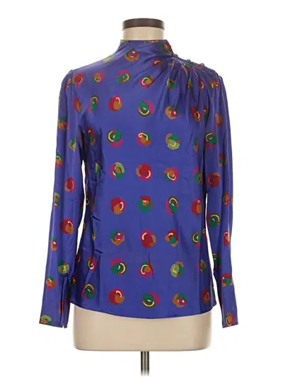Pre-owned Carlisle Long Sleeve Blouse In Blue