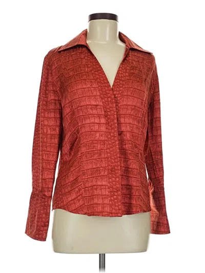 Pre-owned Carlisle Long Sleeve Blouse In Red