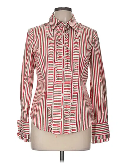 Pre-owned Carlisle Long Sleeve Blouse In Red