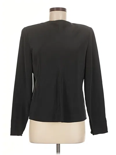 Pre-owned Carlisle Long Sleeve Silk Top Black Mock Neckline Tops