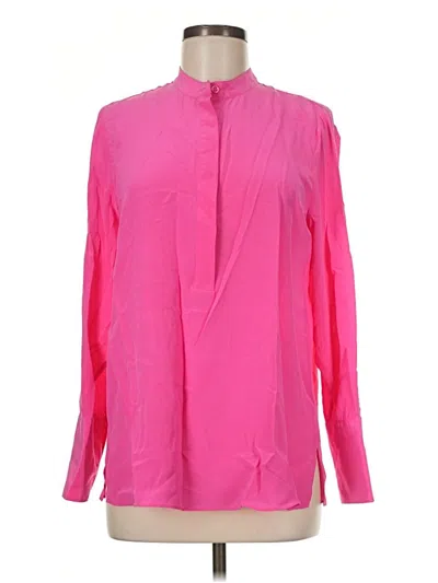 Pre-owned Carlisle Long Sleeve Silk Top Pink Tie Neck Tops