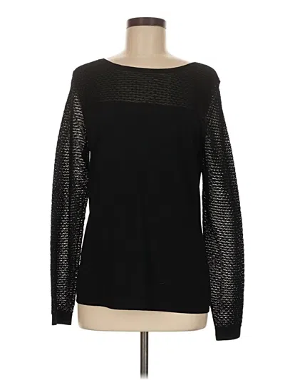 Pre-owned Carlisle Long Sleeve Top Black Boatneck Tops