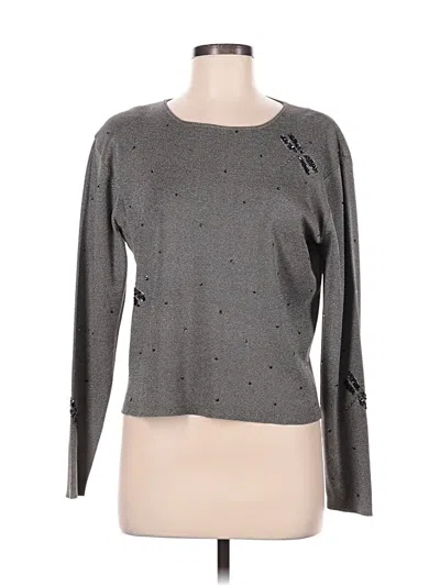 Pre-owned Carlisle Long Sleeve Top Gray Crew Neck Tops