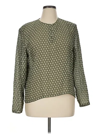 Pre-owned Carlisle Long Sleeve Top Green Mock Neckline Tops