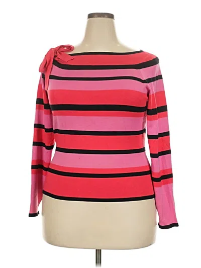 Pre-owned Carlisle Long Sleeve Top Pink Boatneck Tops