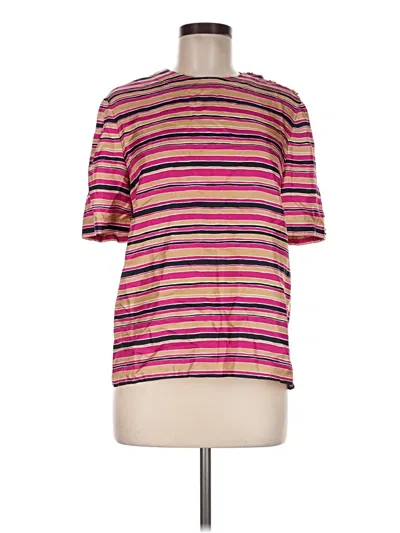 Pre-owned Carlisle Short Sleeve Top Pink Mock Neckline Tops