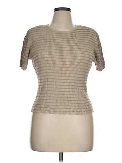 Pre-owned Carlisle Short Sleeve Top Tan Square Neckline Tops