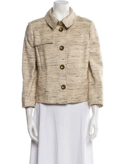 Pre-owned Carlisle Silk Tweed Pattern Jacket In Neutral
