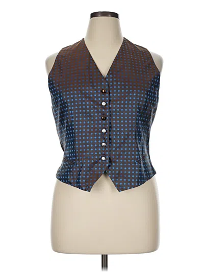 Pre-owned Carlisle Sleeveless Silk Top Blue Halter Neckline Tops
